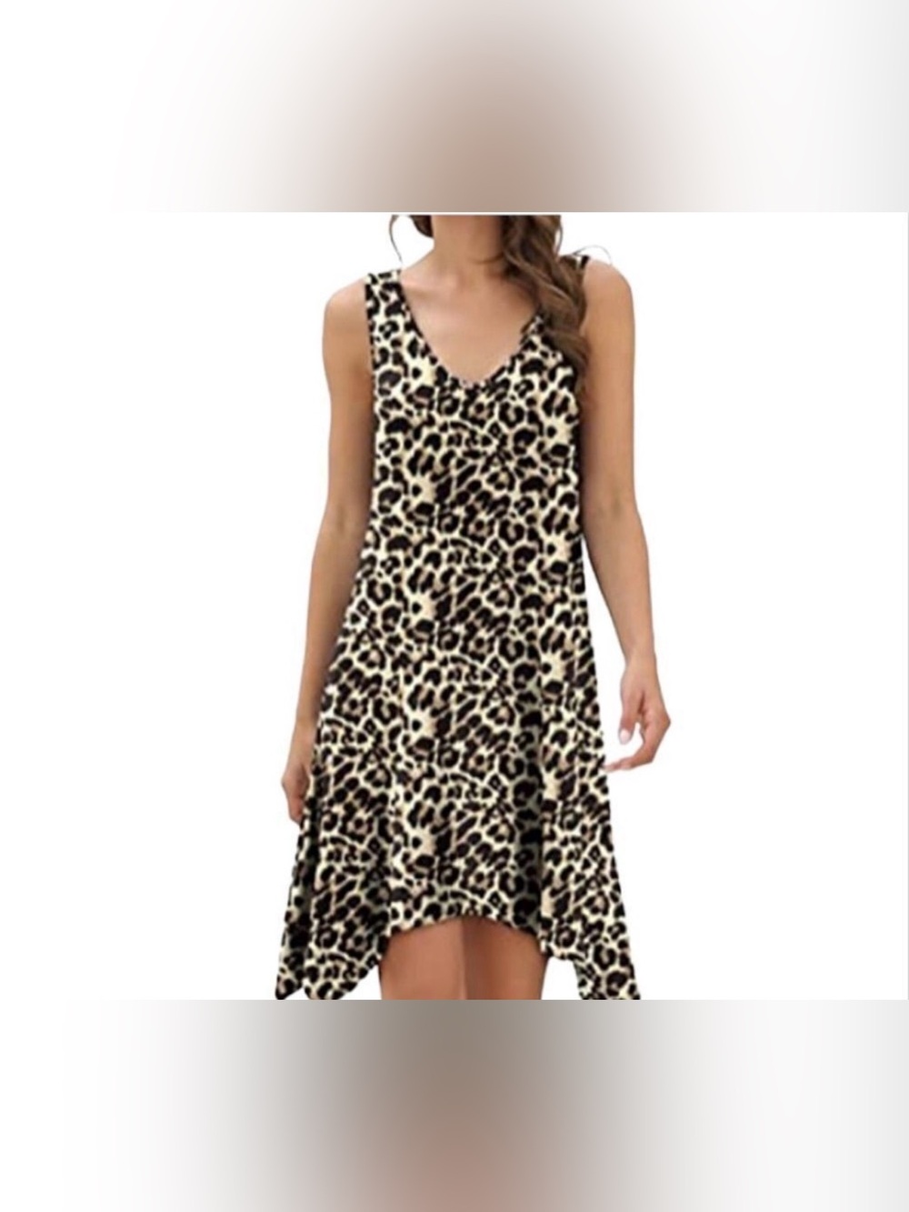 Isabella Rodriguez lightweight sleeveless asymmetrical hem cheetah print v neck